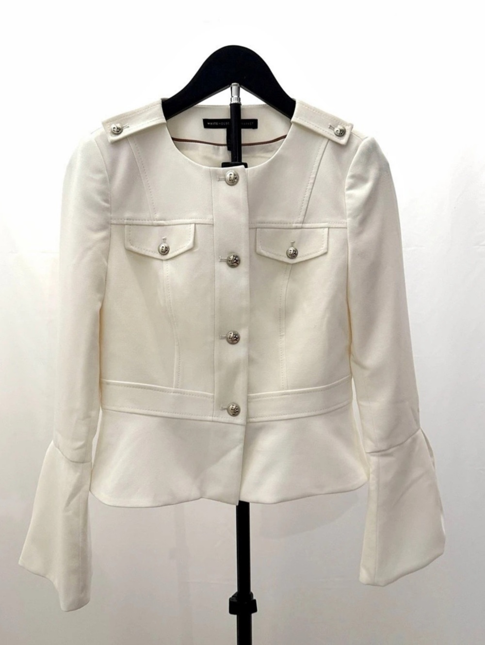 White House Black Market Ponte Button Detail Jacket White Size 0